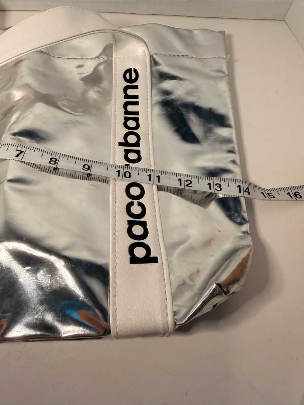 Paco Rabanne x SeaTrees Silver Metallic Crinkle Tote Bag